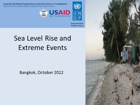 Presentation Title Capacity Building Programme on the Economics of Adaptation Supporting National/Sub-National Adaptation Planning and Action Sea Level.