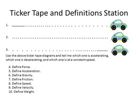 Ticker Tape and Definitions Station ……..……..............................................................................................................