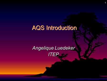 1 AQS Introduction AQS Introduction Angelique Luedeker ITEP.