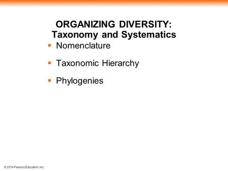 ORGANIZING DIVERSITY: Taxonomy and Systematics