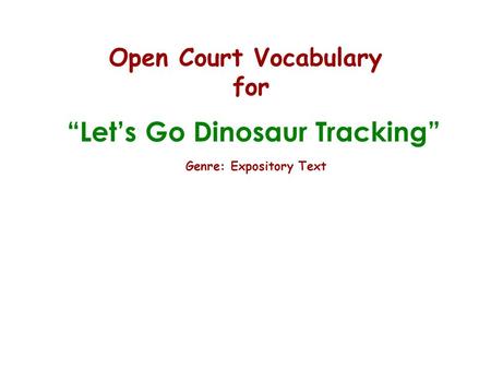 Open Court Vocabulary for