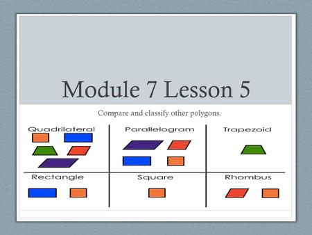 Compare and classify other polygons.