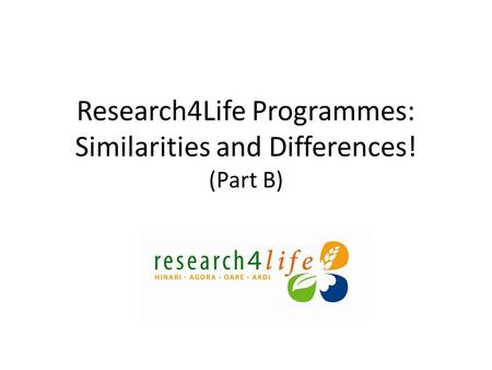 Research4Life Programmes: Similarities and Differences! (Part B)