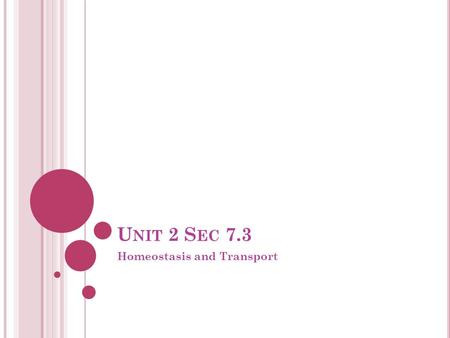 U NIT 2 S EC 7.3 Homeostasis and Transport. C ELL W ALL A. Structure Composed of cellulose (__________) Cellulose is a polysaccharide composed of smaller.