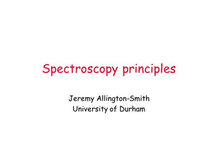 Spectroscopy principles