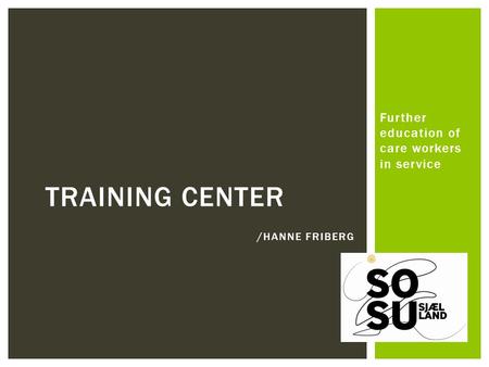 Further education of care workers in service TRAINING CENTER /HANNE FRIBERG.