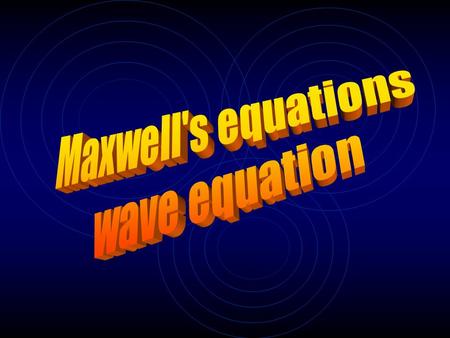 Maxwell’s equations Plane waves in a vacuum.