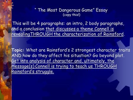 “ The Most Dangerous Game” Essay