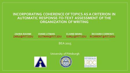 BEA 2015 University of Pittsburgh