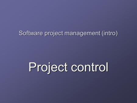 Software project management (intro)