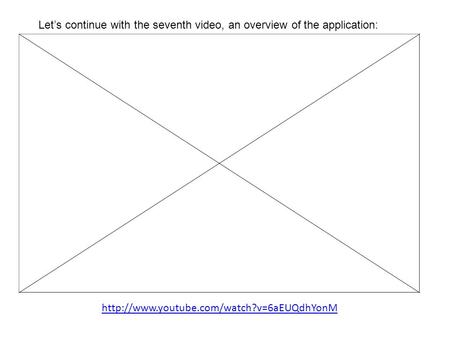 Let’s continue with the seventh video, an overview of the application: