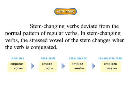 Stem-changing verbs deviate from the normal pattern of regular verbs