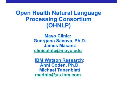 Open Health Natural Language Processing Consortium (OHNLP)