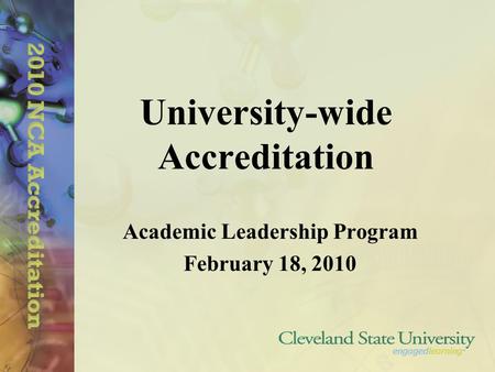 University-wide Accreditation Academic Leadership Program February 18, 2010.