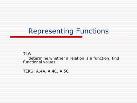 Representing Functions