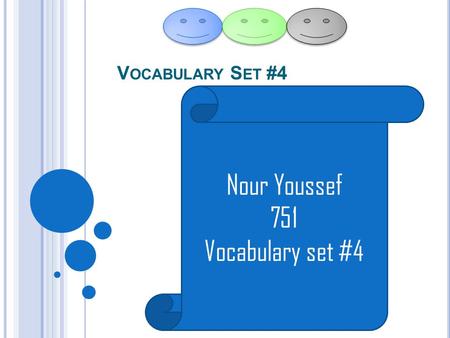 V OCABULARY S ET #4 Nour Youssef 751 Vocabulary set #4.