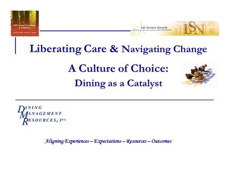 Liberating Care & Navigating Change A Culture of Choice: Dining as a Catalyst Aligning Experiences – Expectations – Resources – Outcomes.