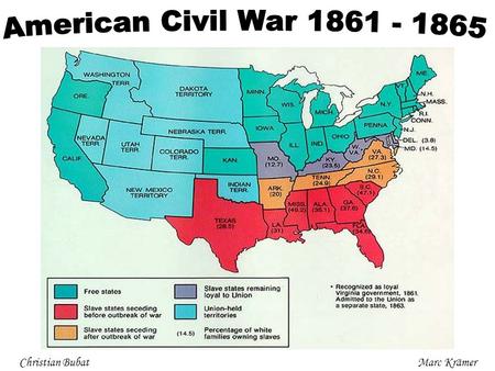 Christian Bubat Marc Krämer Arrangement Reasons Initial position Development 1. half of war + Coloured troops Turning point Ghettysburg + CSS Hunley.