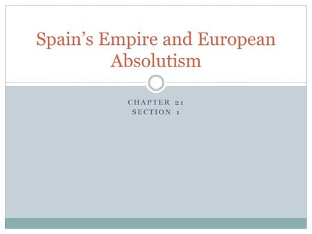 Spain’s Empire and European Absolutism