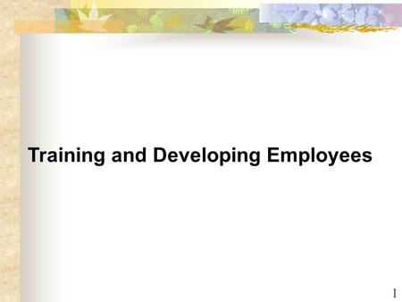 1 Training and Developing Employees. 2 The Training Process Training refers to the methods used to give new or present employees the skills they need.