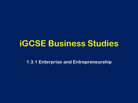 iGCSE Business Studies