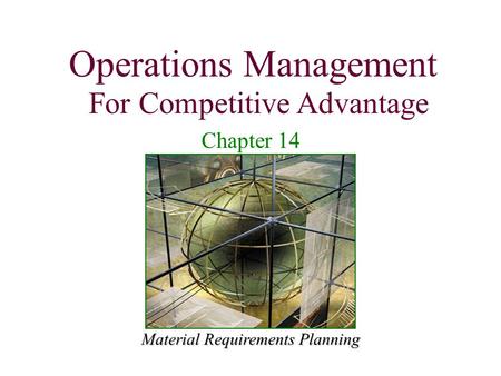 Material Requirements Planning