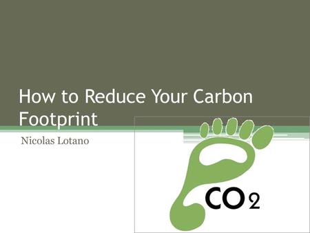 How to Reduce Your Carbon Footprint Nicolas Lotano.