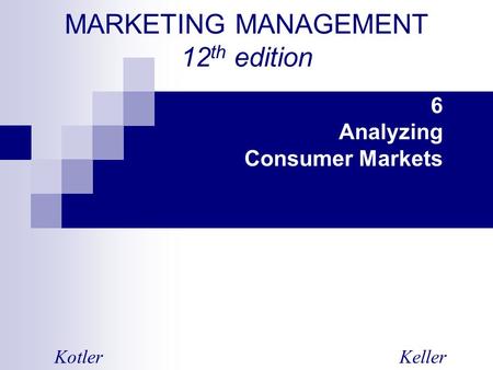 MARKETING MANAGEMENT 12th edition