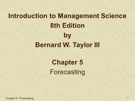 Introduction to Management Science