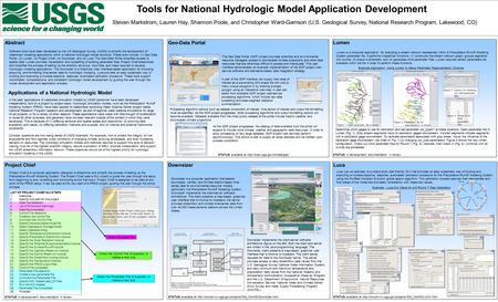 Tools for National Hydrologic Model Application Development Steven Markstrom, Lauren Hay, Shannon Poole, and Christopher Ward-Garrison (U.S. Geological.