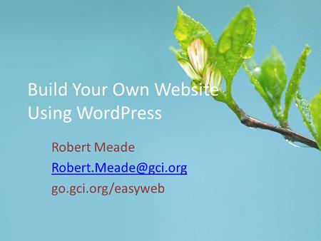 Build Your Own Website Using WordPress Robert Meade go.gci.org/easyweb.