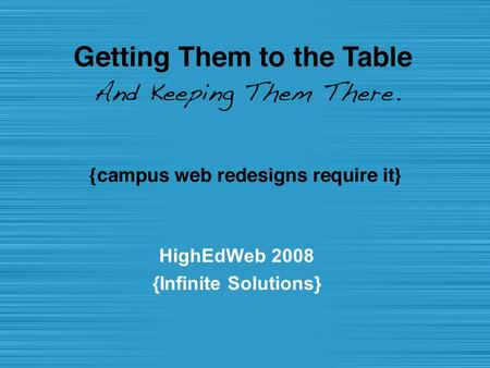 HighEdWeb 2008 {Infinite Solutions}. the set up: Susan T. Evans Joel Pattison College of William and Mary Williamsburg, Virginia.