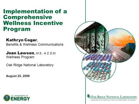 Implementation of a Comprehensive Wellness Incentive Program Kathryn Cogar, Benefits & Wellness Communications Joan Lawson, M.S., A.C.S.M. Wellness Program.