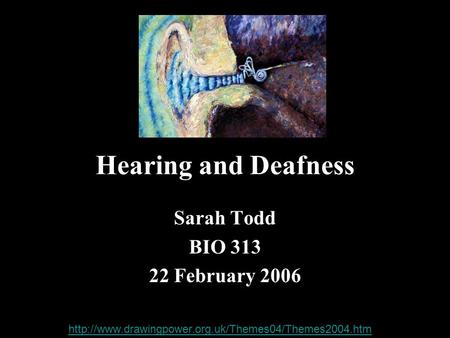 Hearing and Deafness Sarah Todd BIO 313 22 February 2006