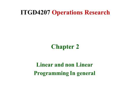 ITGD4207 Operations Research