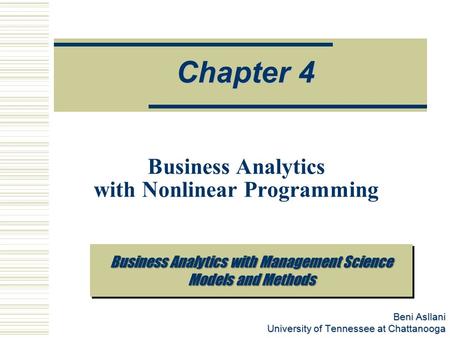 Business Analytics with Nonlinear Programming