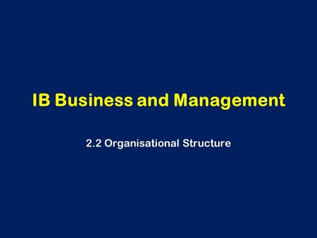 IB Business and Management