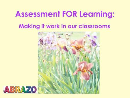 Assessment FOR Learning: Making it work in our classrooms.