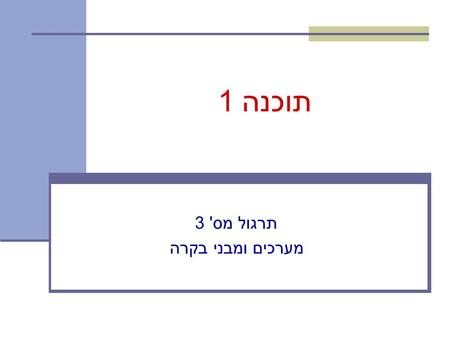 תוכנה 1 תרגול מס ' 3 מערכים ומבני בקרה. 2 מערכים Array: A fixed-length data structure for storing multiple values of the same type Example: An array of.