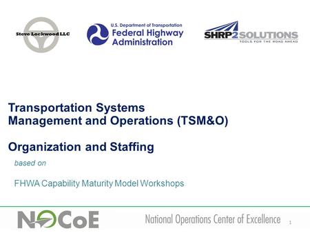 1 based on FHWA Capability Maturity Model Workshops Transportation Systems Management and Operations (TSM&O) Organization and Staffing.