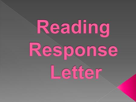  Date  Greeting  Paragraphs indented  Author & Title of the book  Brief Summary  Response to the Focus Topic  Make a Connection  Ask Questions.