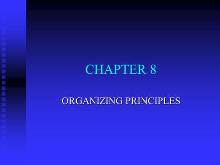 CHAPTER 8 ORGANIZING PRINCIPLES. MANAGEMENT IN ACTION: ORGANIZING FUNCTION n What Are Managers Organizing? n Formal and Informal Organizational Designs.