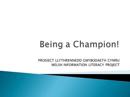 PROSIECT LLYTHRENNEDD GWYBODAETH CYMRU WELSH INFORMATION LITERACY PROJECT.