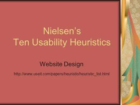 Nielsen’s Ten Usability Heuristics