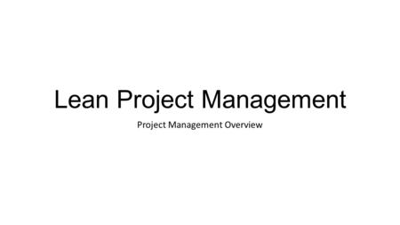 Lean Project Management