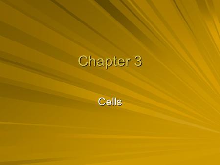 Chapter 3 Cells.