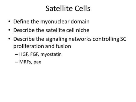 Satellite Cells Define the myonuclear domain