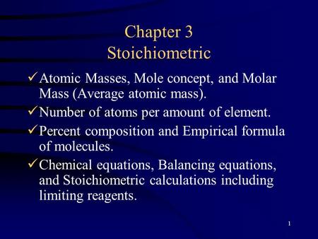 Chapter 3 Stoichiometric