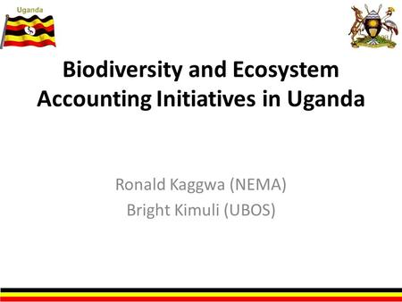 Biodiversity and Ecosystem Accounting Initiatives in Uganda Ronald Kaggwa (NEMA) Bright Kimuli (UBOS)