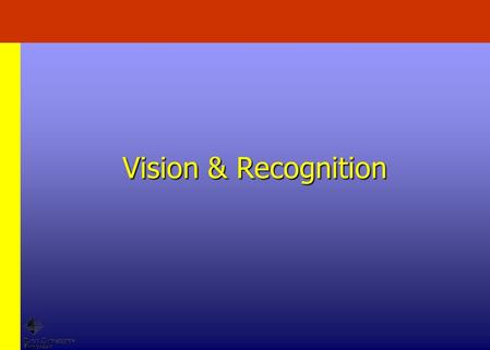 Vision & Recognition. From a different direction At different times, particularly if it has been modified in the interval In different light A particular.